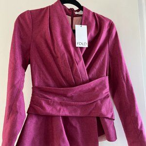 NWT The Fold London Belleville Top, Magenta Wool, UK 8, US 4 (original $435)
